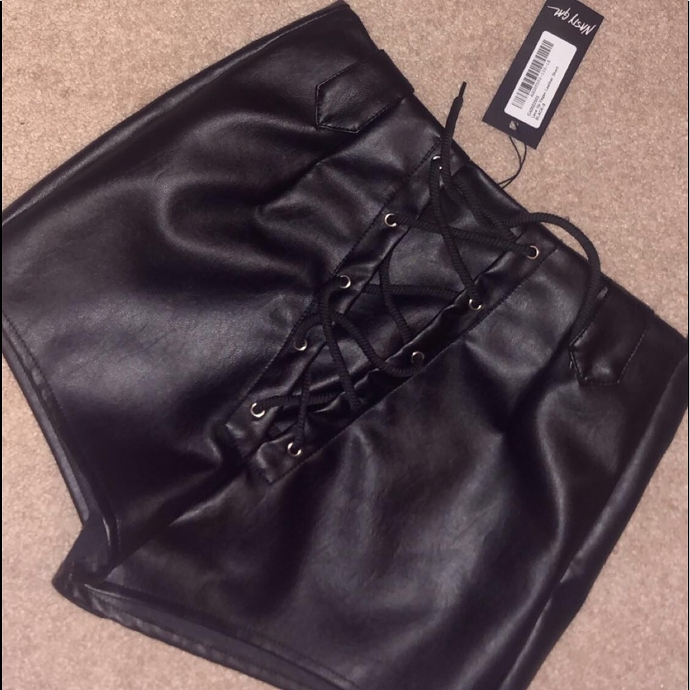 Brand New Lace Up Vegan Leather Shorts